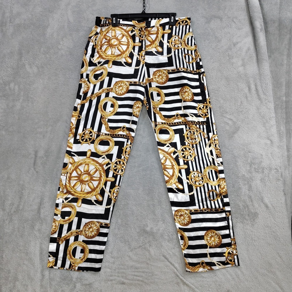 Ricki Brazil All over Print Silky Trousers XL Pants White Nautical Print Beachy‎